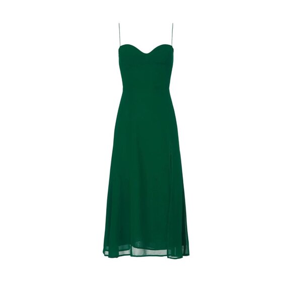 NWT Reformation Juliette Midi in Emerald Green Side Slit Tie Straps Tank Dress 2